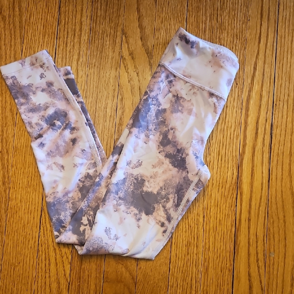 Athleta Kids Marble Print Leggings - Pink & Purple Medium 8-10 Excellent